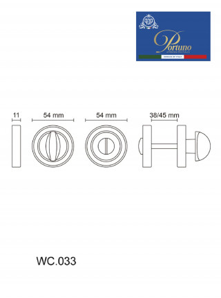 Ручка поворотная Portuno WC.033 PVD Полированное золото WC.033.06 (WC фиксатор)