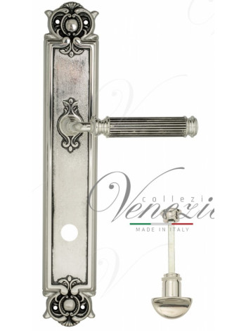 Ручка дверная на планке с фиксатором Venezia Mosca WC-2 PL97 натуральное серебро + черный