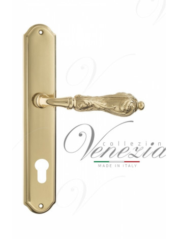 Ручка дверная на планке под цилиндр Venezia Monte Cristo CYL PL02 полированная латунь