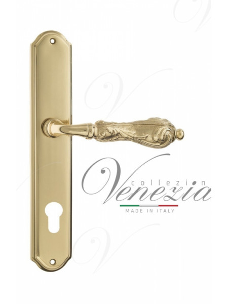 Ручка дверная на планке под цилиндр Venezia Monte Cristo CYL PL02 полированная латунь