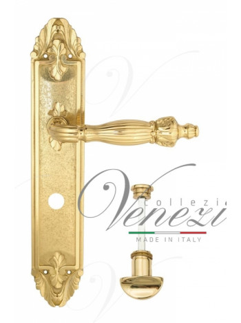 Ручка дверная на планке с фиксатором Venezia Olimpo WC-2 PL90 полированная латунь