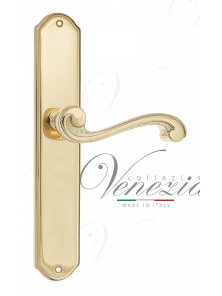 Ручка дверная на планке проходная Venezia Vivaldi PL02 полированная латунь