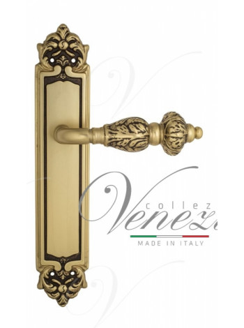 Ручка дверная на планке проходная Venezia Lucrecia PL96 французское золото + коричневый