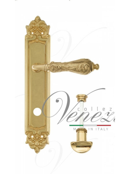 Ручка дверная на планке с фиксатором Venezia Monte Cristo WC-2 PL96 полированная латунь