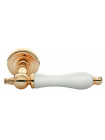 Ручка дверная на круглой розетке Morelli  MH-42-CLASSIC PG/W золото/белый