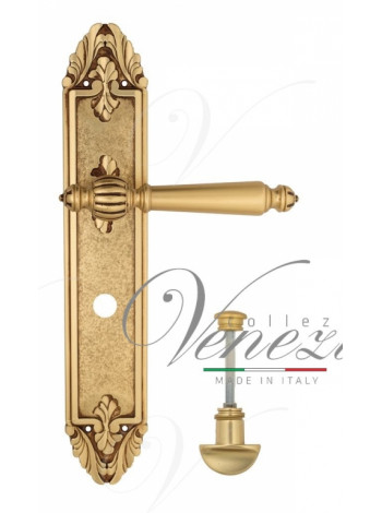 Ручка дверная на планке с фиксатором Venezia Pellestrina WC-2 PL90 французское золото + коричневый