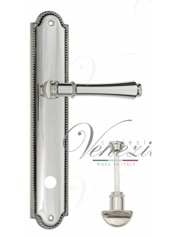 Ручка дверная на планке с фиксатором Venezia Callisto WC-2 PL98 натуральное серебро + черный