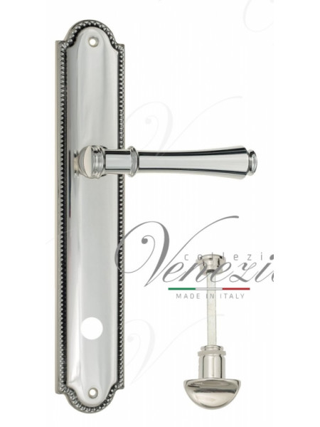 Ручка дверная на планке с фиксатором Venezia Callisto WC-2 PL98 натуральное серебро + черный