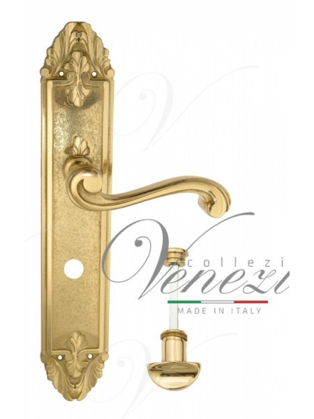 Ручка дверная на планке с фиксатором Venezia Vivaldi WC-2 PL90 полированная латунь