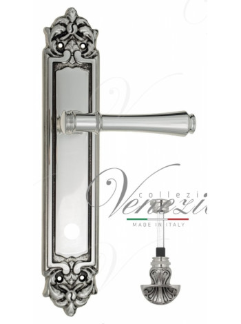 Ручка дверная на планке с фиксатором Venezia Callisto WC-4 PL96 натуральное серебро + черный