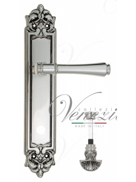 Ручка дверная на планке с фиксатором Venezia Callisto WC-4 PL96 натуральное серебро + черный