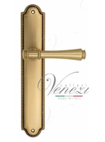 Ручка дверная на планке проходная Venezia Callisto PL98 французское золото + коричневый