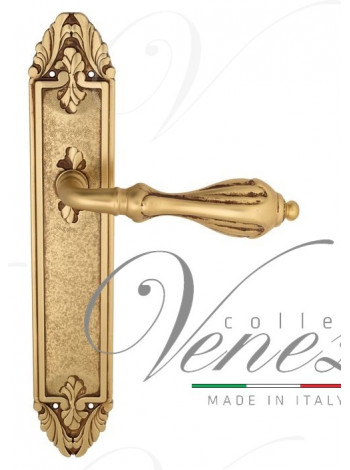 Ручка дверная на планке проходная Venezia Anafesto PL90 французское золото + коричневый