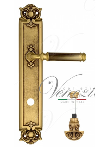 Ручка дверная на планке с фиксатором Venezia Mosca WC-4 PL97 французское золото + коричневый
