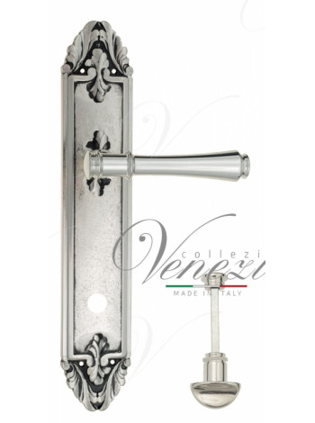 Ручка дверная на планке с фиксатором Venezia Callisto WC-2 PL90 натуральное серебро + черный