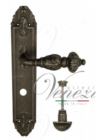 Ручка дверная на планке с фиксатором Venezia Lucrecia WC-2 PL90 античное серебро