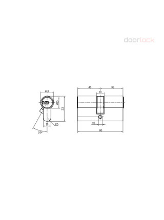 Цилиндровый механизм DOORLOCK V 2200Z N серия Variant, никелированный, 35x45мм, 5 ключей