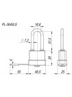 Замок навесной Fuaro Pl-3640 Ls (40 Мм) 3 "Англ."Кл. (Удлиненная Дужка) Блистер